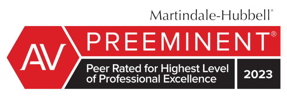Martindale-Hubbell | AV Preeminent Peer rated for highest level of professional Experience 2023